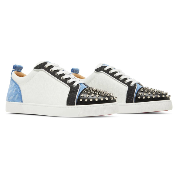 Christian Louboutin Louis Junior Spikes Orlato Flat White Low Top Sneaker 48 15 - Picture 3 of 12